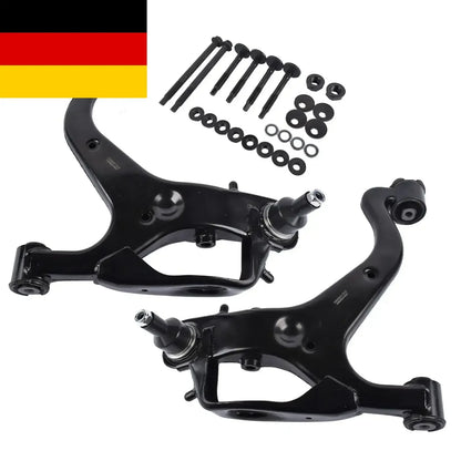 Czarne metalowe wahacze przednie z śrubami i podkładkami do land rover lr3 zestaw ap03 2 szt lr075993/5