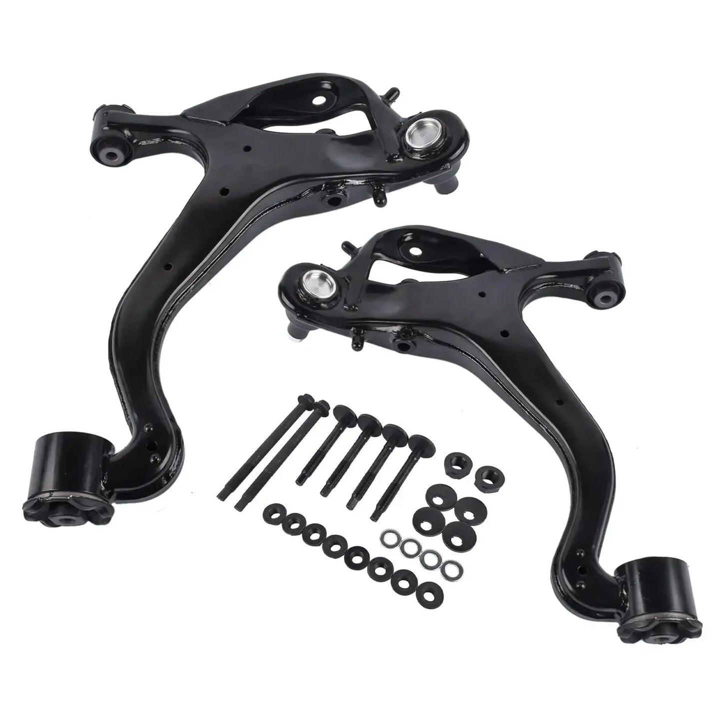 Zestaw czarnych metalowych wahaczy zawieszenia z śrubami do land rover lr3 przód lewy i prawy lr075993/5
