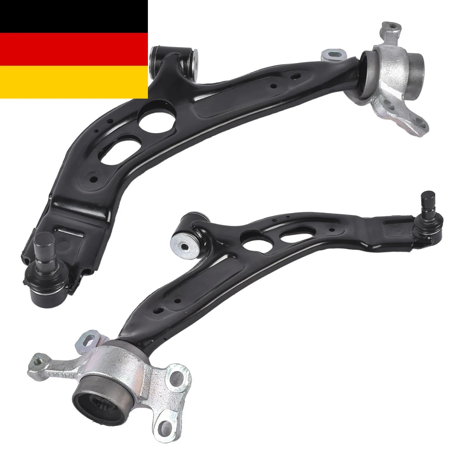 Zestaw dwóch przednich dolnych czarnych metalowych wahaczy z silver sworzniami kulowymi do bmw f48 x1 gran coupe f44
