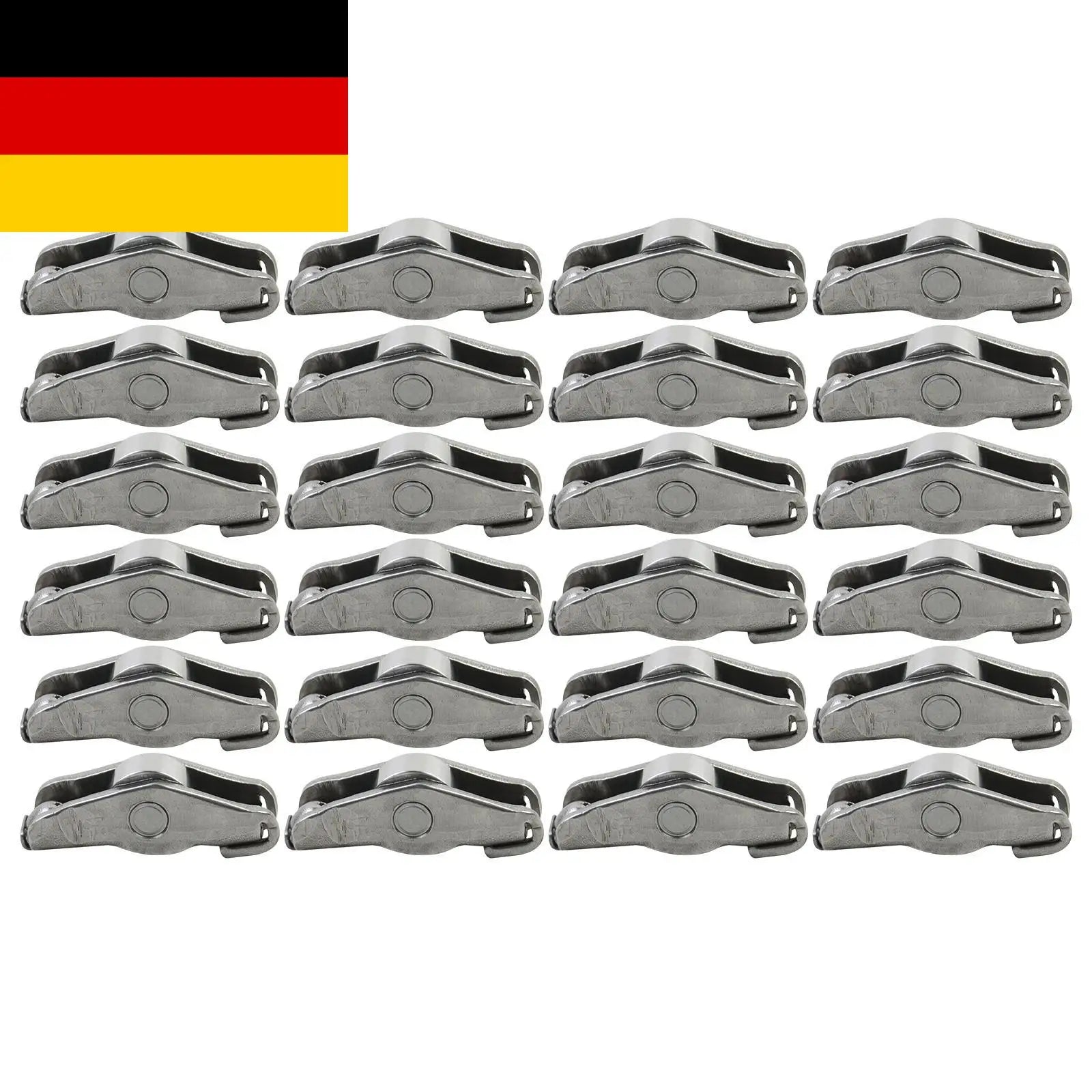Zestaw 24 srebrnych metalowych dźwigni zaworów m57 ułożonych w równych rzędach do bmw e87 x1 x3 x5 x6