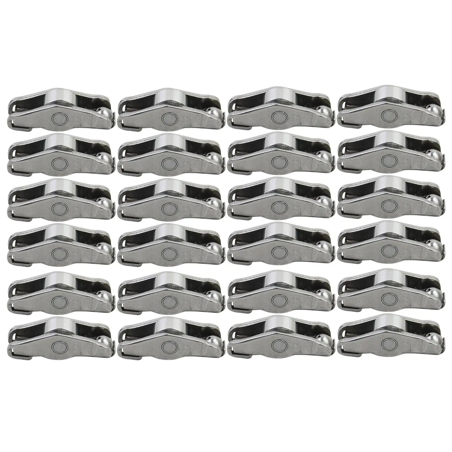 Zestaw 24 srebrnych metalicznych dźwigni zaworów m57 ułożonych w siatkę do bmw e87 x1 x3 x5 x6