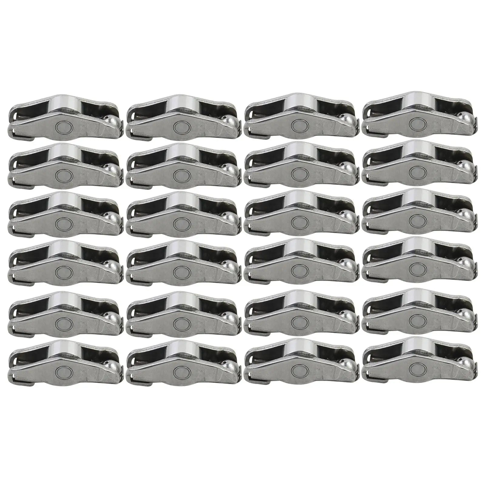 Zestaw 24 srebrnych metalicznych dźwigni zaworów m57 ułożonych w siatkę do bmw e87 x1 x3 x5 x6