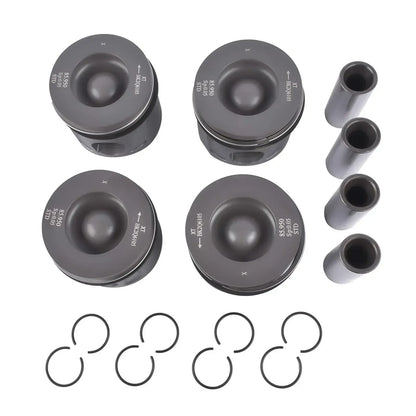Zestaw czterech ciemnoszarych tłoków p22dte z pierścieniami do peugeota fiat ford 2.2 tdci 86 mm