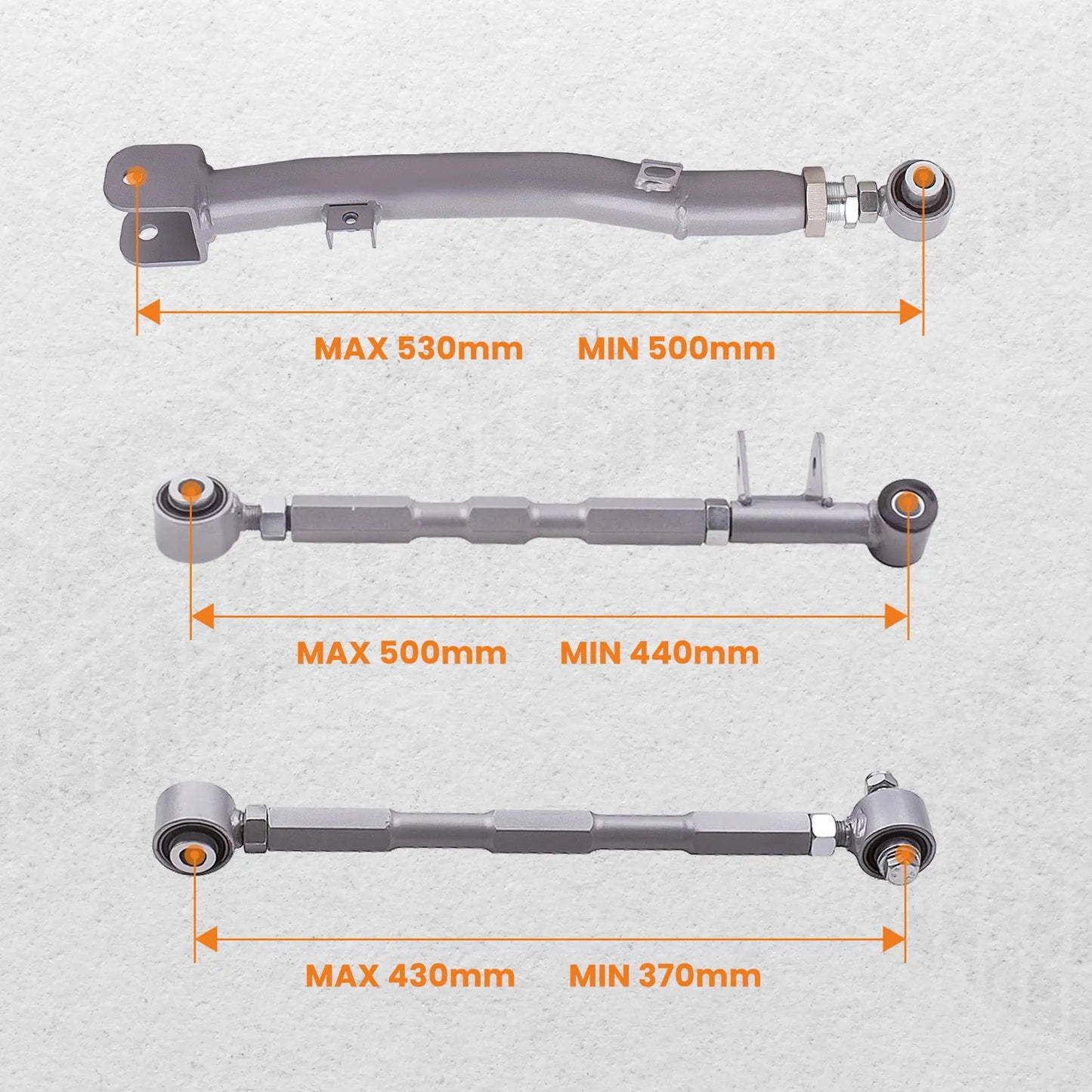 Zestaw 6 regulowanych wahaczy tylnych Subaru Impreza WRX STI 1993–2007