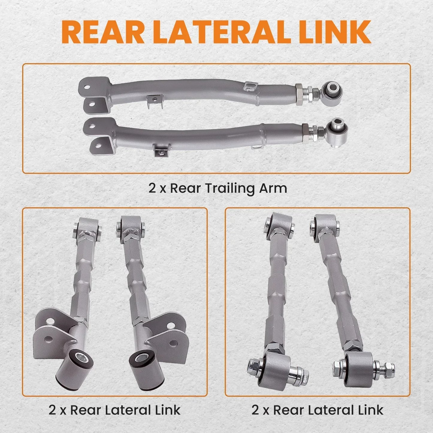 6-delad justerbar lateral släparmslänksats för Subaru Impreza WRX bakfjädring Justerbar för STi GDA 02-07 Bakre komplett set Nytt
