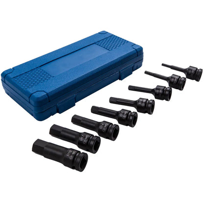 Chrome-Moly 1/2" Impact Hex Bit Socket Set 8PC Allen Key H5-H19 Tool Kit