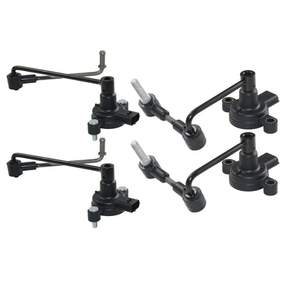 Czarny plastikowy zestaw czujników wysokości zawieszenia range rover p38 z metalowymi gwintowanymi złączami i mocowaniami