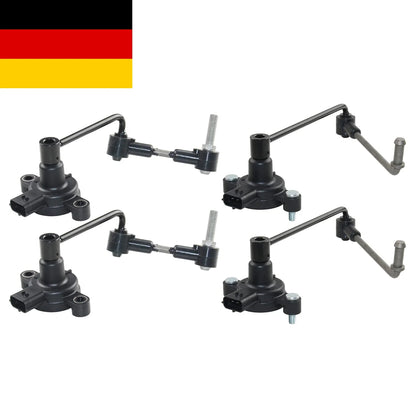 Czarny plastikowy zestaw czujników wysokości zawieszenia range rover p38 z metalowymi gwintowanymi trzpieniami i złączami