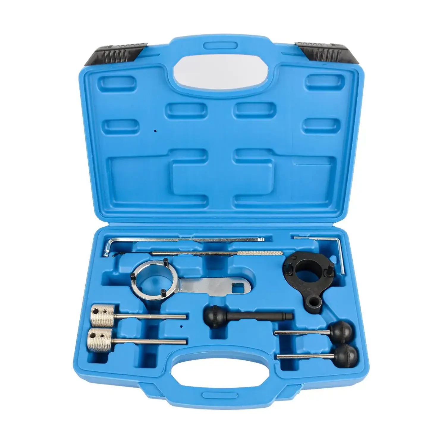 Niebieskie plastikowe etui z zestawem metalowych i czarnych elementów t10060a engine adjustment tool camshaft dla vw audi