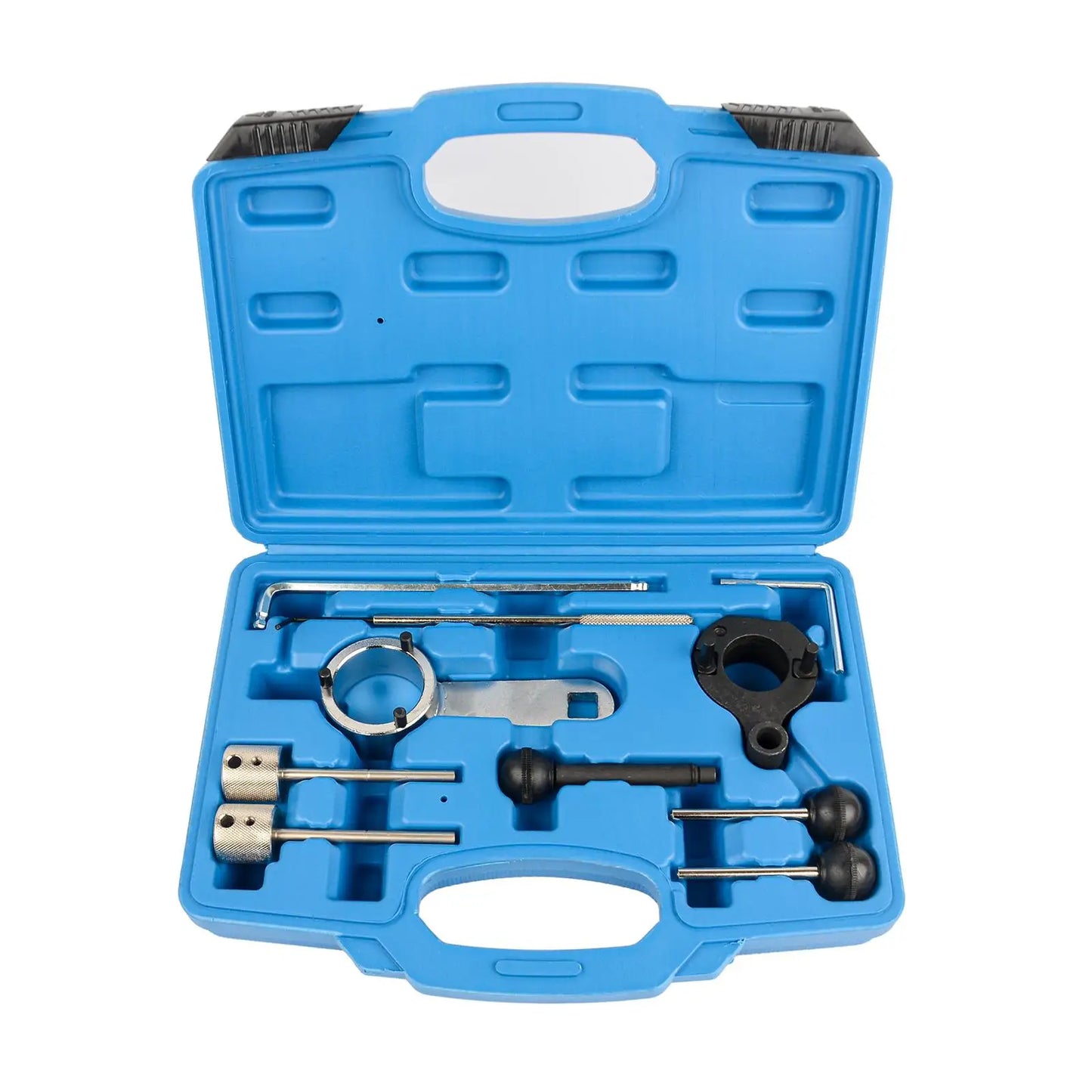 Niebieskie plastikowe etui z zestawem metalowych i czarnych elementów t10060a engine adjustment tool camshaft dla vw audi