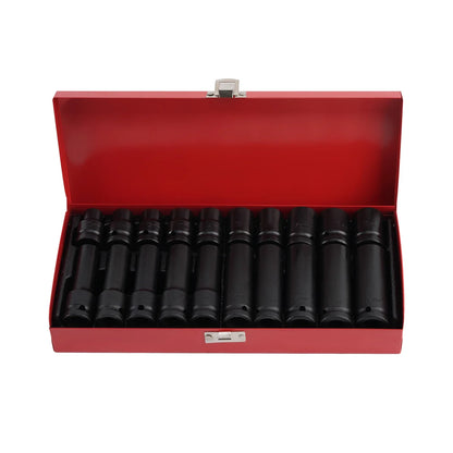 20 Pieces 1/2-Inch Drive Deep Impact Socket Set Axle Hub Nut 6-Point Metric SAE