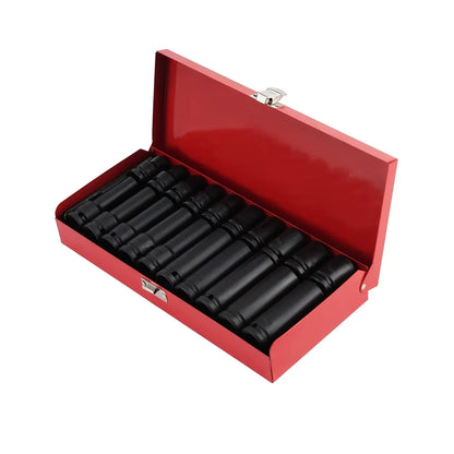 20 Pieces 1/2-Inch Drive Deep Impact Socket Set Axle Hub Nut 6-Point Metric SAE