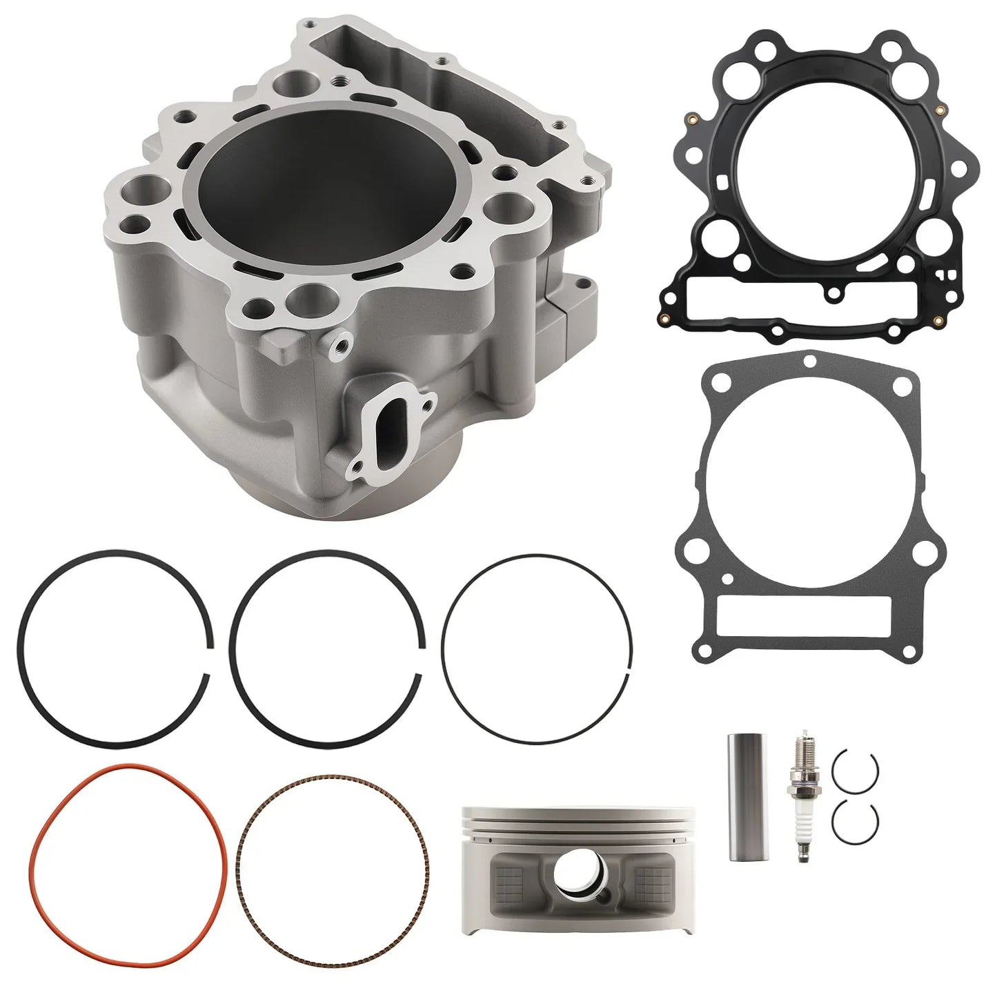 Szary metaliczny blok silnika z zestawem uszczelek górnego odcinka cylindra do yamaha grizzly 660 yfm 2002 2008