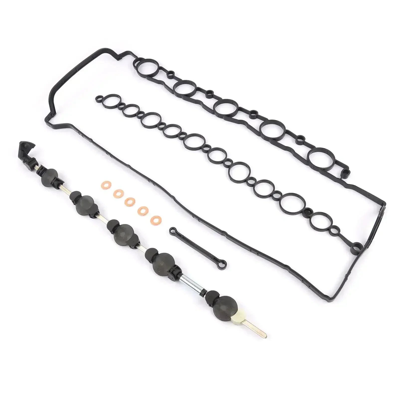 Czarny gumowy zestaw uszczelek z okrągłymi wycięciami i metalowymi elementami do swirl flaps throttle kit for volvo c70