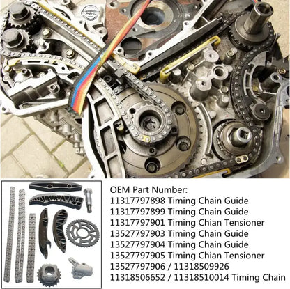 Zestaw Łańcucha Rozrządu Do BMW E90 E91 E92 E93 E60 E61 N47 518-535d 1.8 2.0 Diesla 13527797903 11318510014
