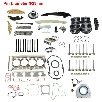 Ap01 timing chain kit with pistons 23mm kit for audi vw jetta caeb cdnb cdnc includes metallic pistons gaskets and valve covers