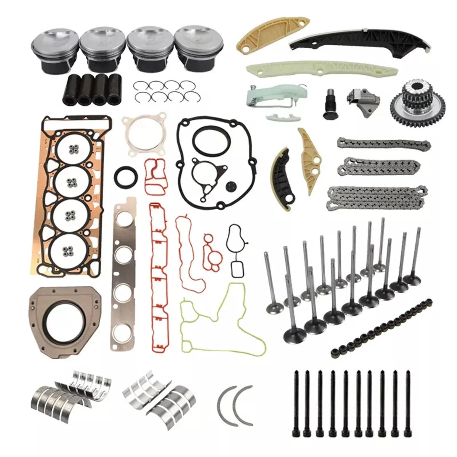 Ap01 timing chain kit and pistons 23mm kit with metallic pistons and gaskets for audi vw jetta caeb cdnb cdnc engines