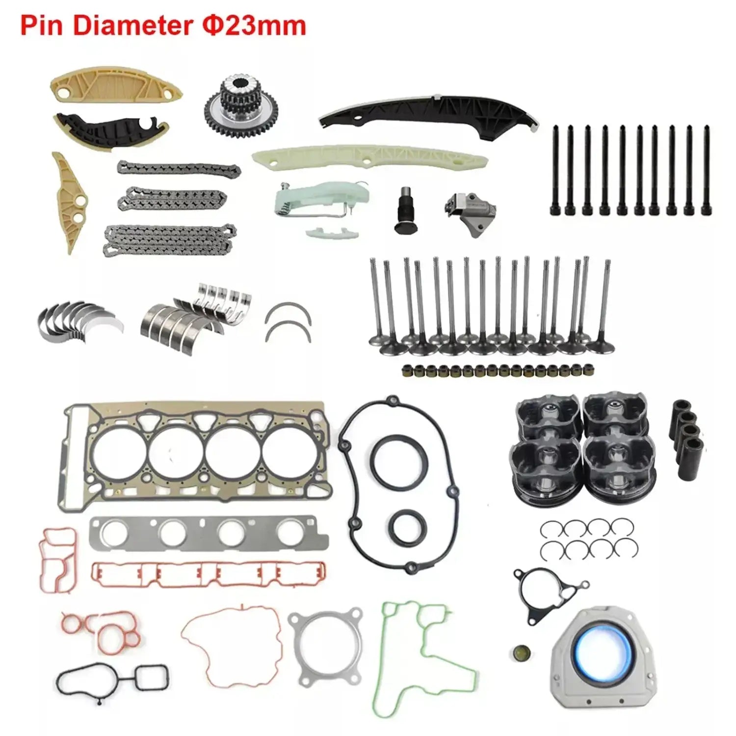 Ap01 timing chain kit with pistons 23mm including metallic and black components for audi vw jetta caeb cdnb cdnc engine overhaul