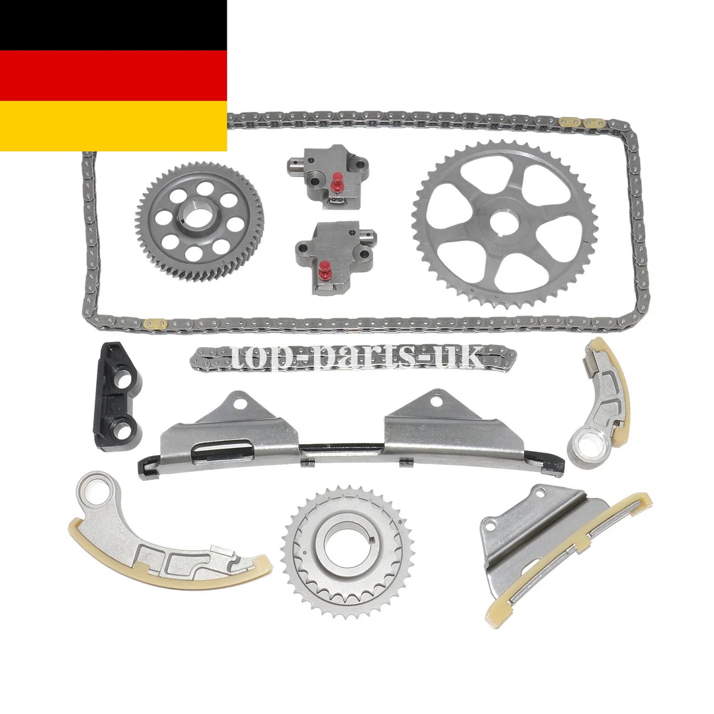 Srebrny metaliczny zestaw rozrządu z napinaczem do honda accord vii tourer 2 2i 2004 2008 z przekładniami i łańcuchem