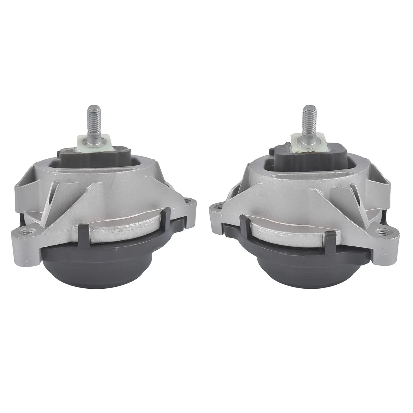 Gray and black hydro engine mount assemblies with threaded bolts for left and right engine mount set bmw series 1 2 3 4