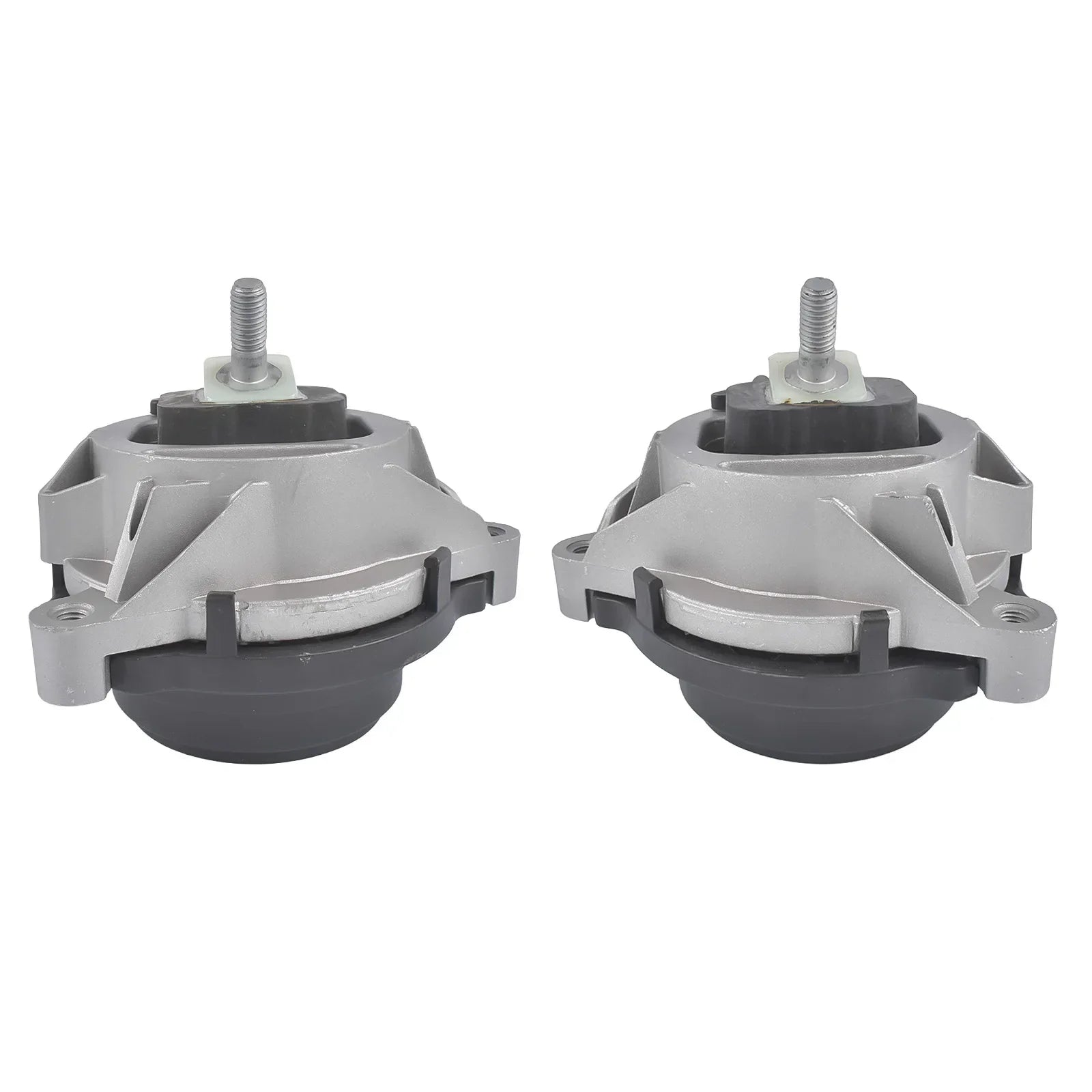 Gray and black hydro engine mount assemblies with threaded bolts for left and right engine mount set bmw series 1 2 3 4