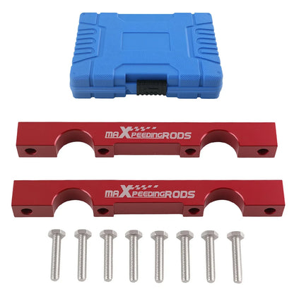 Red anodizowane aluminiowe wsporniki maxpeeding rods do mercedes m642 cdi z srebrnymi śrubami i niebieskim etui plastikowym