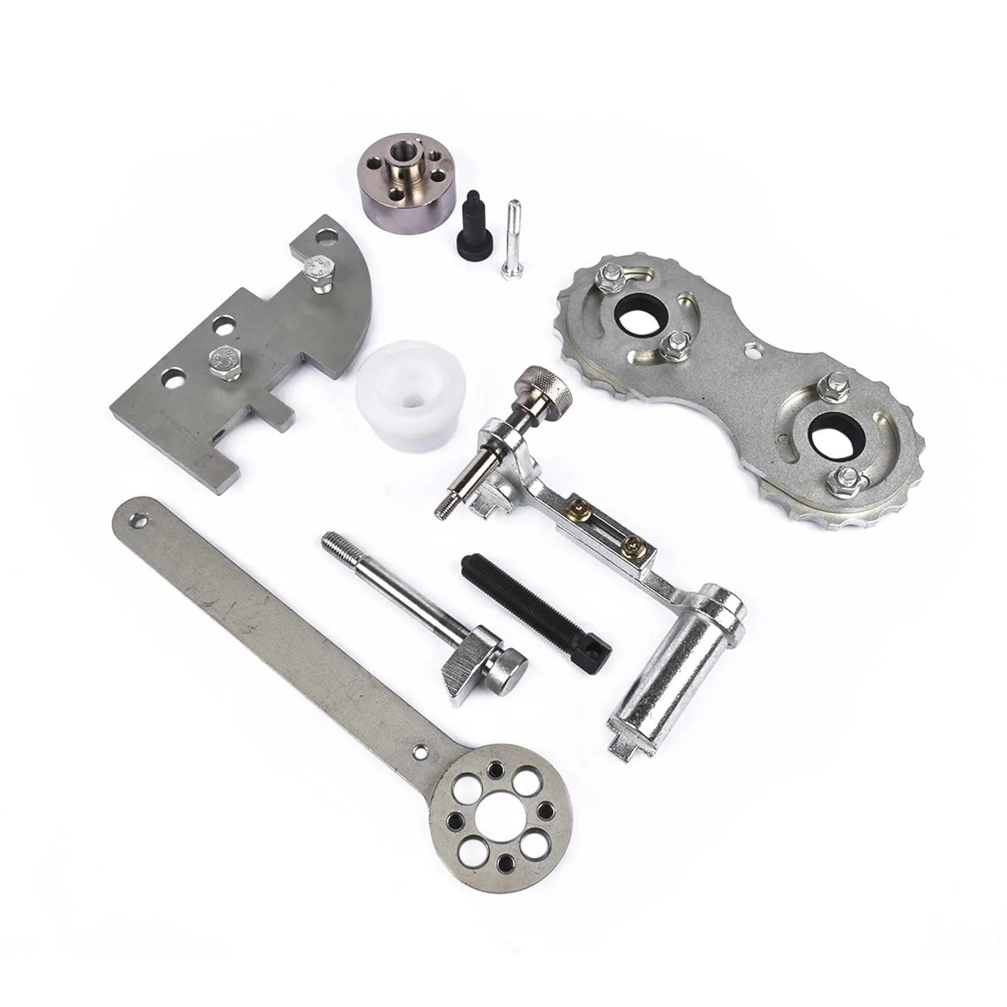 Srebrny metaliczny zestaw narzędzi do ustawiania rozrządu volvo 1.5t 2.0t z kołami zębatymi s60 s80 s90