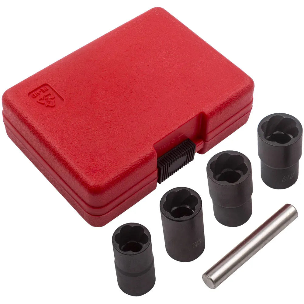 Twist Sockets Damaged Worn Wheel Locking Lug Nut Remover Tool Set 17 19 21 22mm