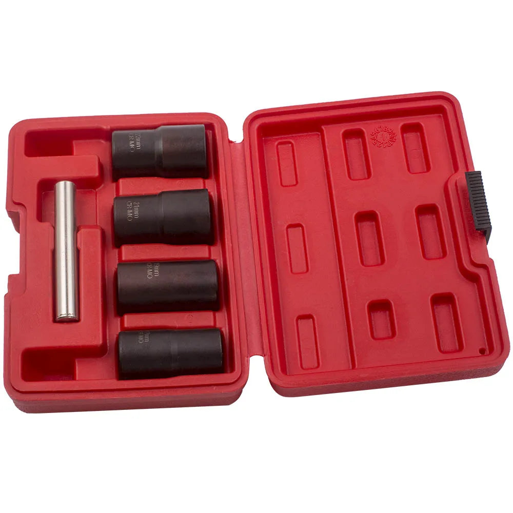 Twist Sockets Damaged Worn Wheel Locking Lug Nut Remover Tool Set 17 19 21 22mm