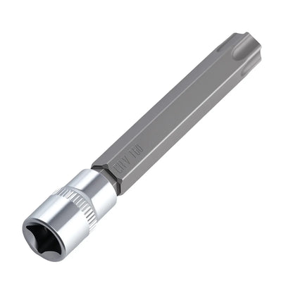 Srebrny nasadek torx 3/8 cala 16 mm z teksturowanym uchwytem i sześciokątnym gniazdem w zestawie bit socket set crv