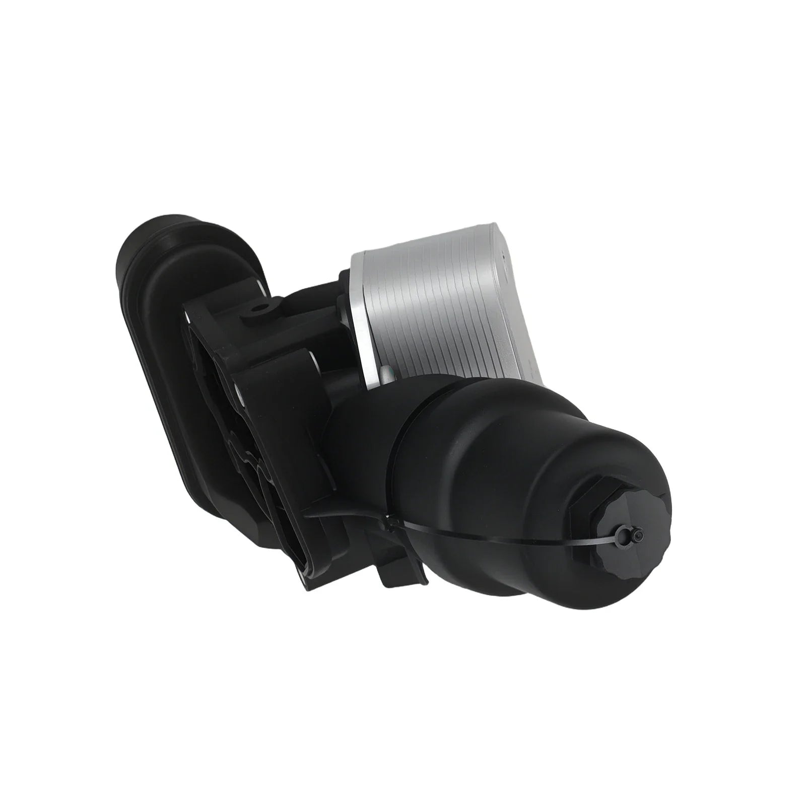 Black and silver air suspension compressor with ribbed metallic housing for vw passat 2.0l 2006 2008 with filter housing