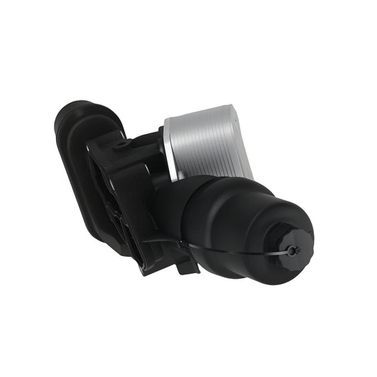 Black and silver air suspension compressor with ribbed metallic housing for vw passat 2.0l 2006 2008 with filter housing