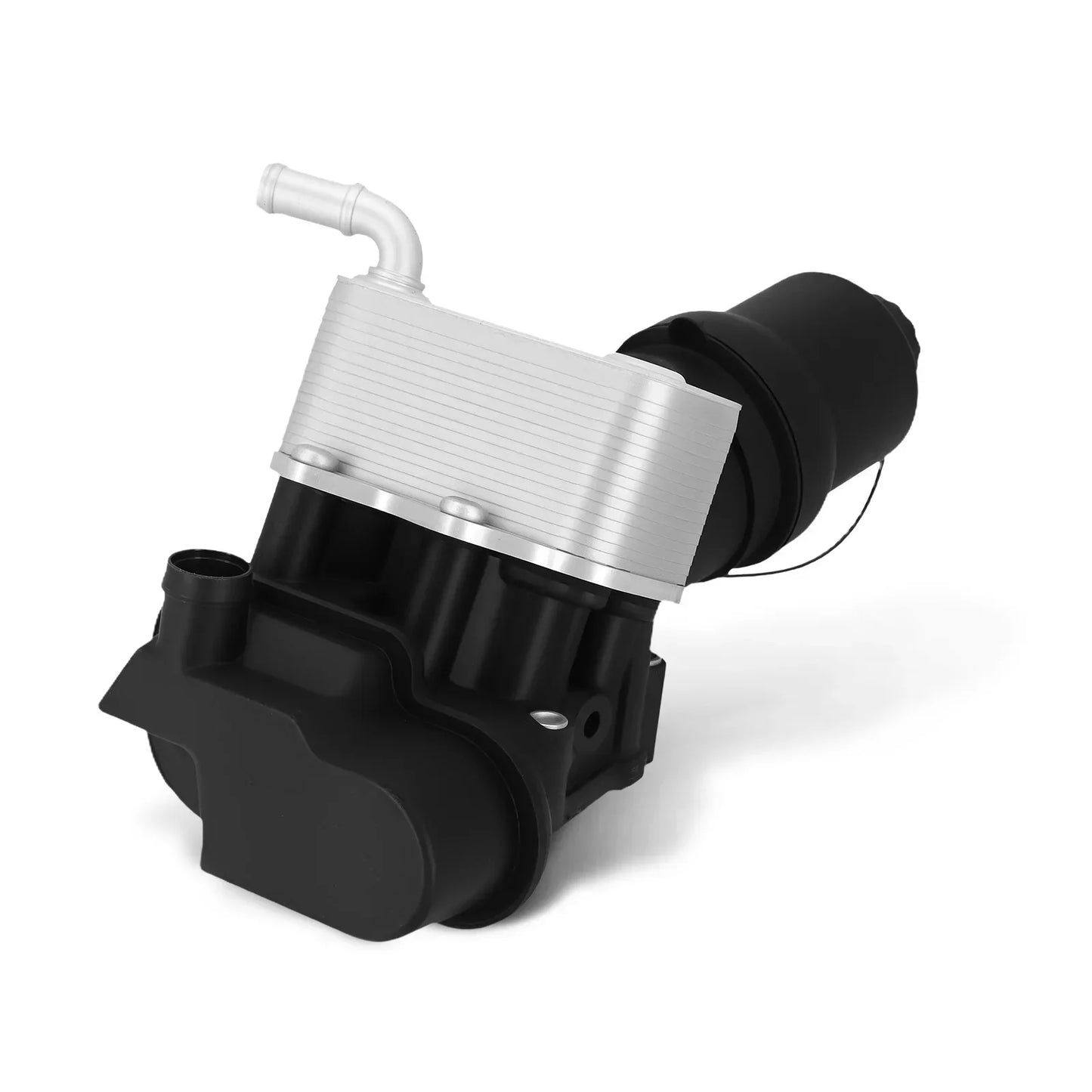 Czarny i srebrny filtr oleju z obudową z karbowanego metalu do vw passat 2.0l petrol z filtrem housing
