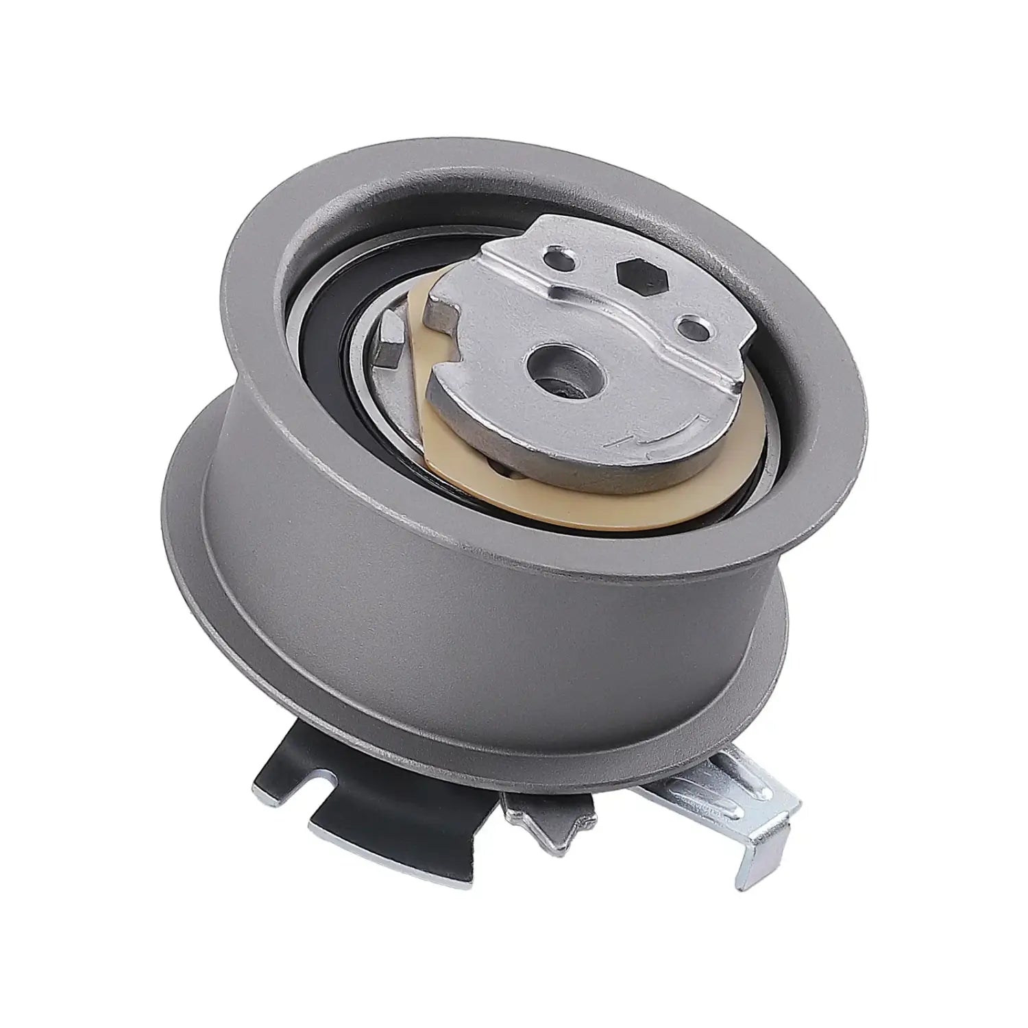 Szary metaliczny idler pulley zestawu paska rozrządu i pompy wody do vw transporter t5 1 9d 2003 2009 z gumowym beżowym elementem