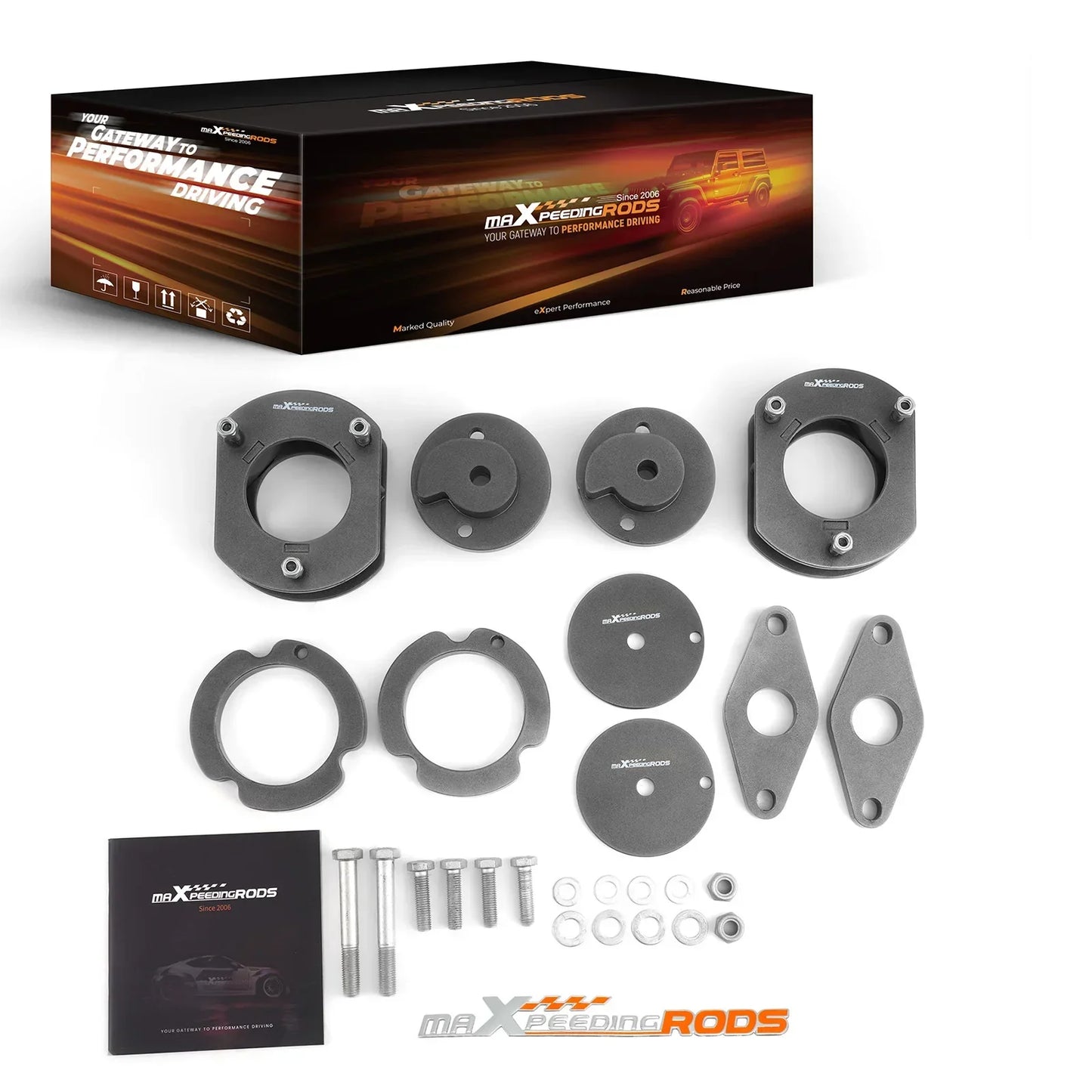 Kit de levage adapté pour Jeep Grand Cherokee 11-19, entretoises de jambe de force avant de 2.5 pouces, entretoise de bobine