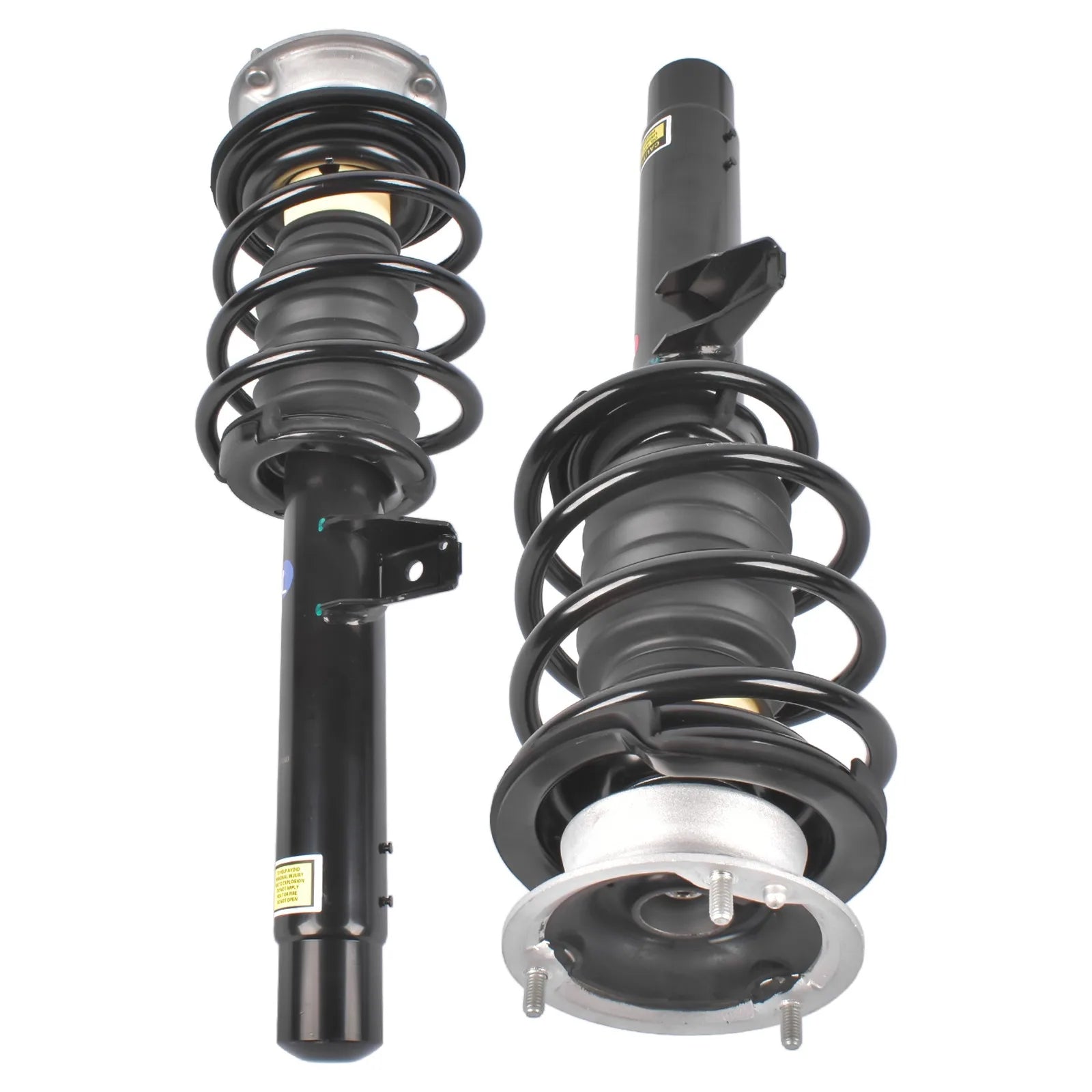 Czarno-srebrne coilover amortyzatory przednie do bmw e90 e91 e92 2009-2013 z regulowanym gwintem i mocowaniami