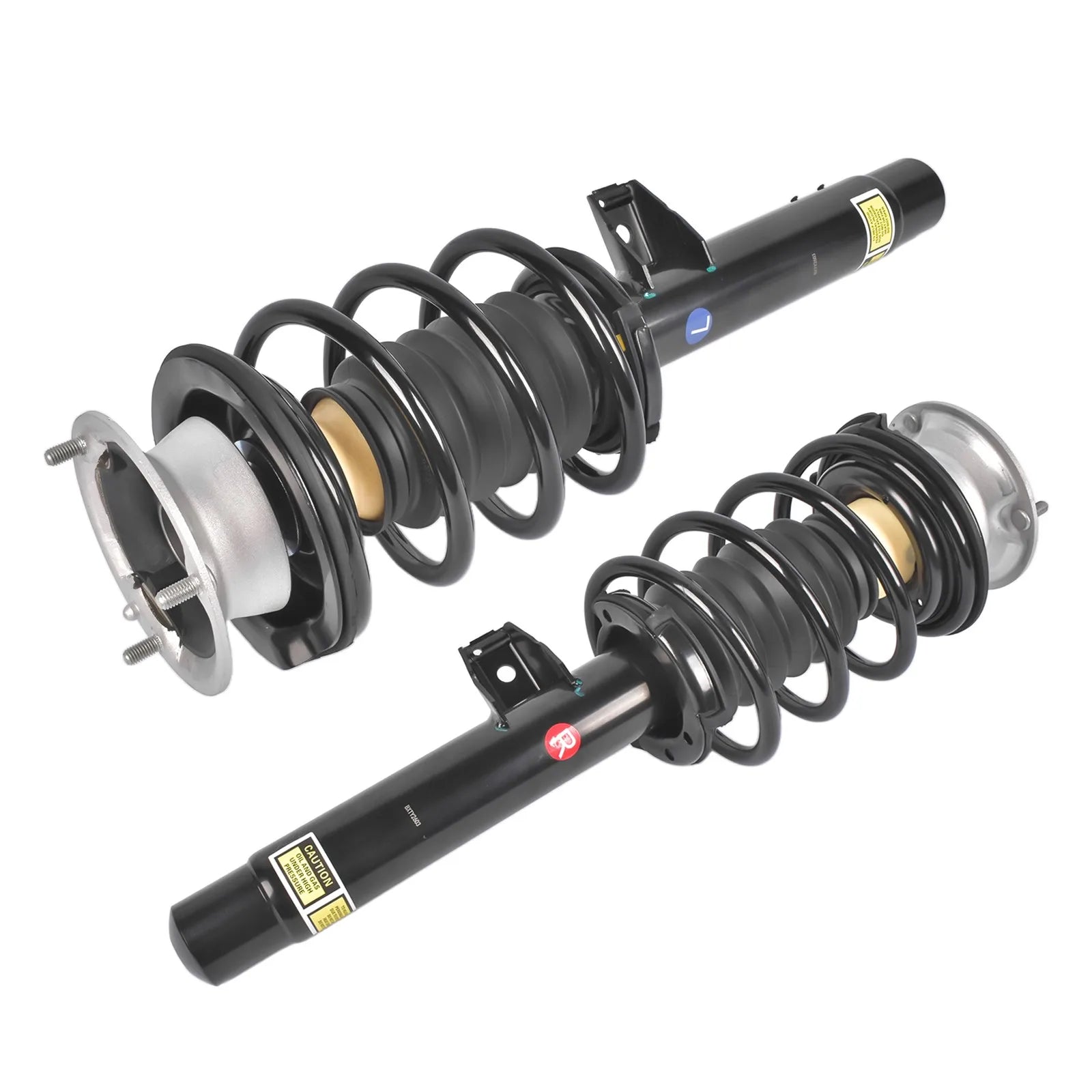 Czarne coilover amortyzatory przednie z chromowanymi i czarnymi elementami do bmw e90 e91 e92 awd