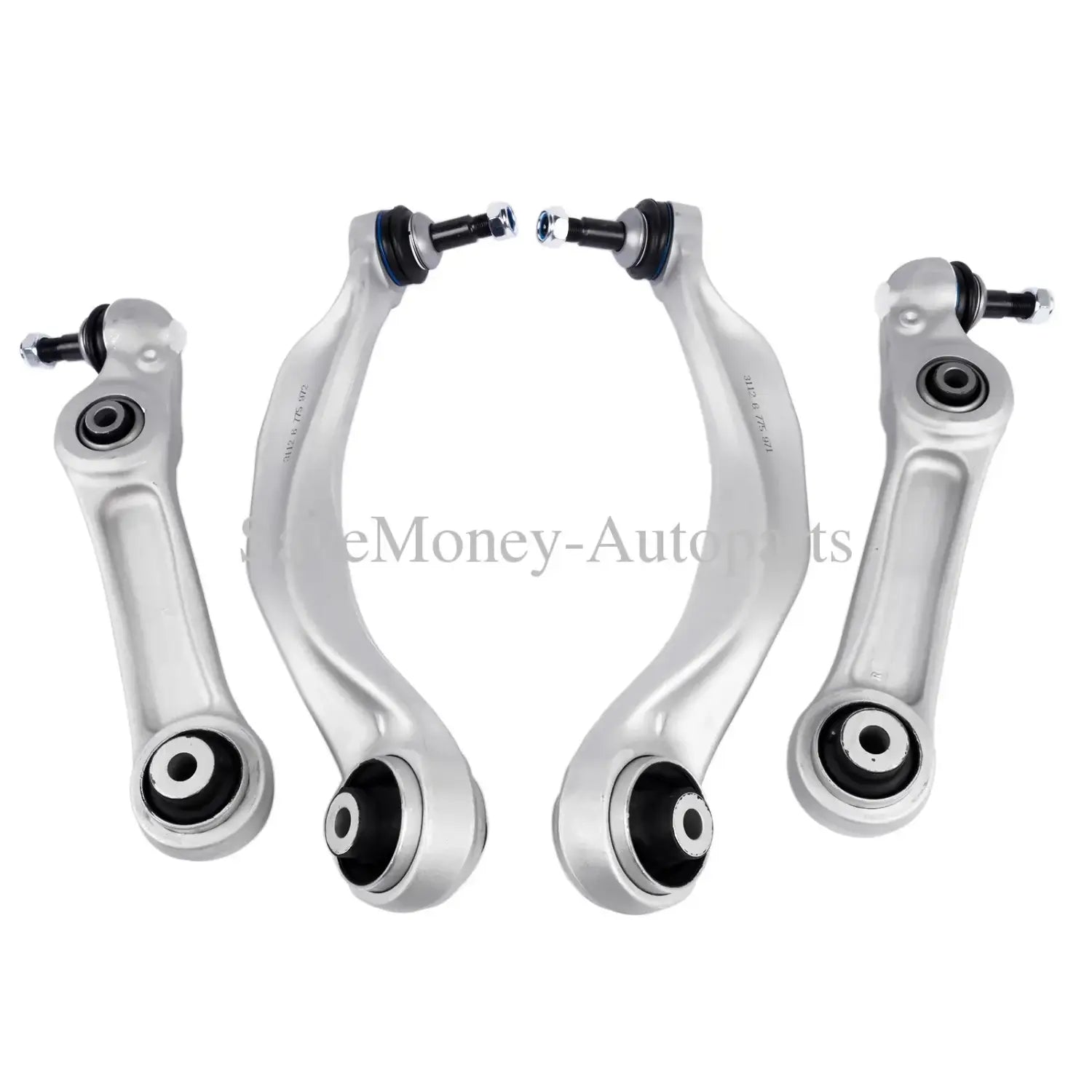 Zestaw czterech srebrnych metalowych wahaczy do zawieszenia przedniego do bmw f11 f10 518d z czarnymi gumowymi tulejami