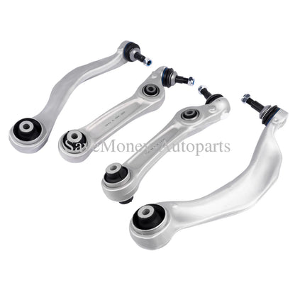 Zestaw czterech metalowych wahaczy przedniego zawieszenia srebrnych z czarnymi tulejami do bmw f11 f10 518d