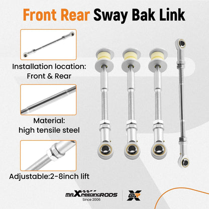 Devant &RKit de biellettes de barre stabilisatrice arrière rallongées pour Nissan Patrol GU Y61 (rehausse de 2 à 8 pouces)