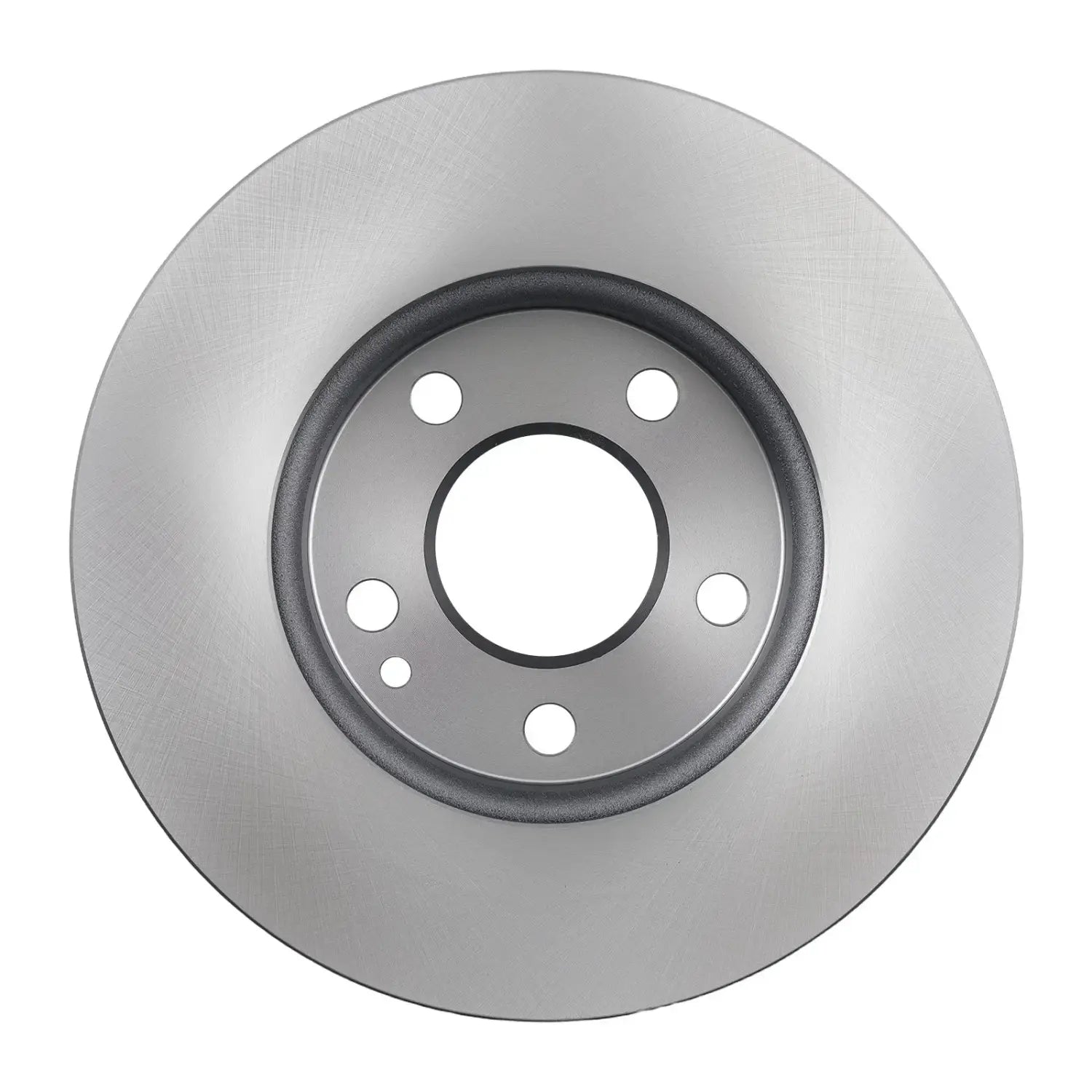 Srebrna metaliczna tarcza hamulcowa wentylowana z piaskowanym wykończeniem i pięcioma otworami na mounting bolt do klocków hamulcowych mercedes a-klasse w169