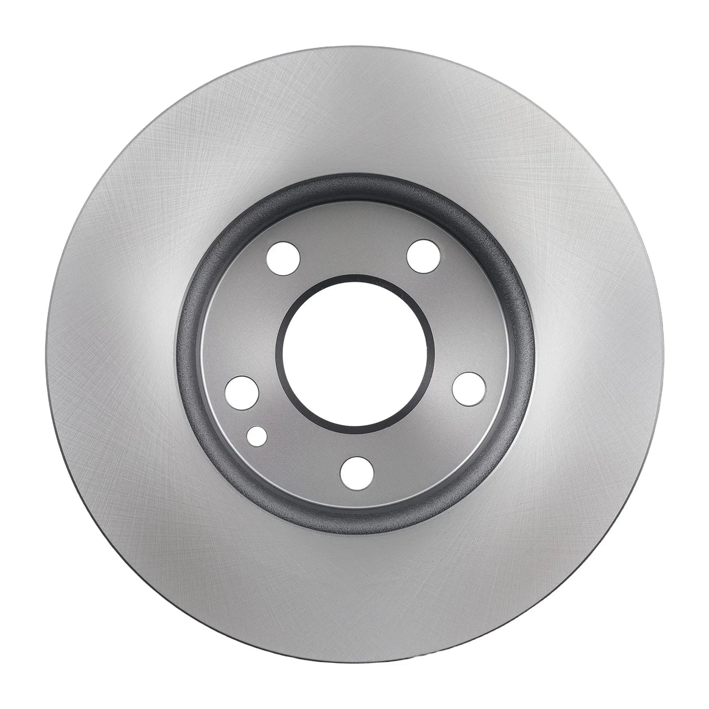 Srebrna metaliczna tarcza hamulcowa wentylowana z piaskowanym wykończeniem i pięcioma otworami na mounting bolt do klocków hamulcowych mercedes a-klasse w169