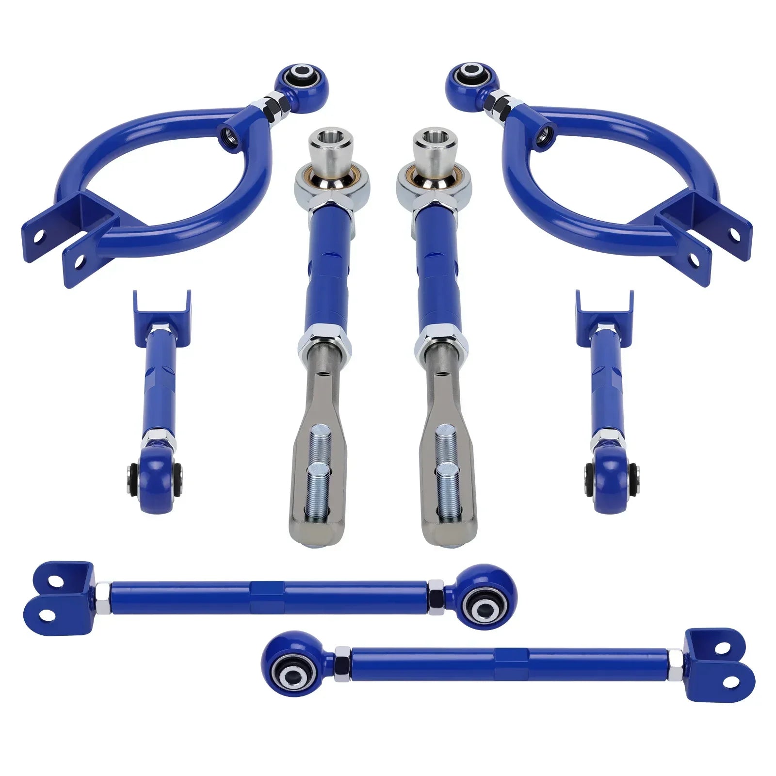 Set camber tylny do nissan 300zx z32 90 96 niebieskie ramiona i napinacze z chromowanymi akcentami