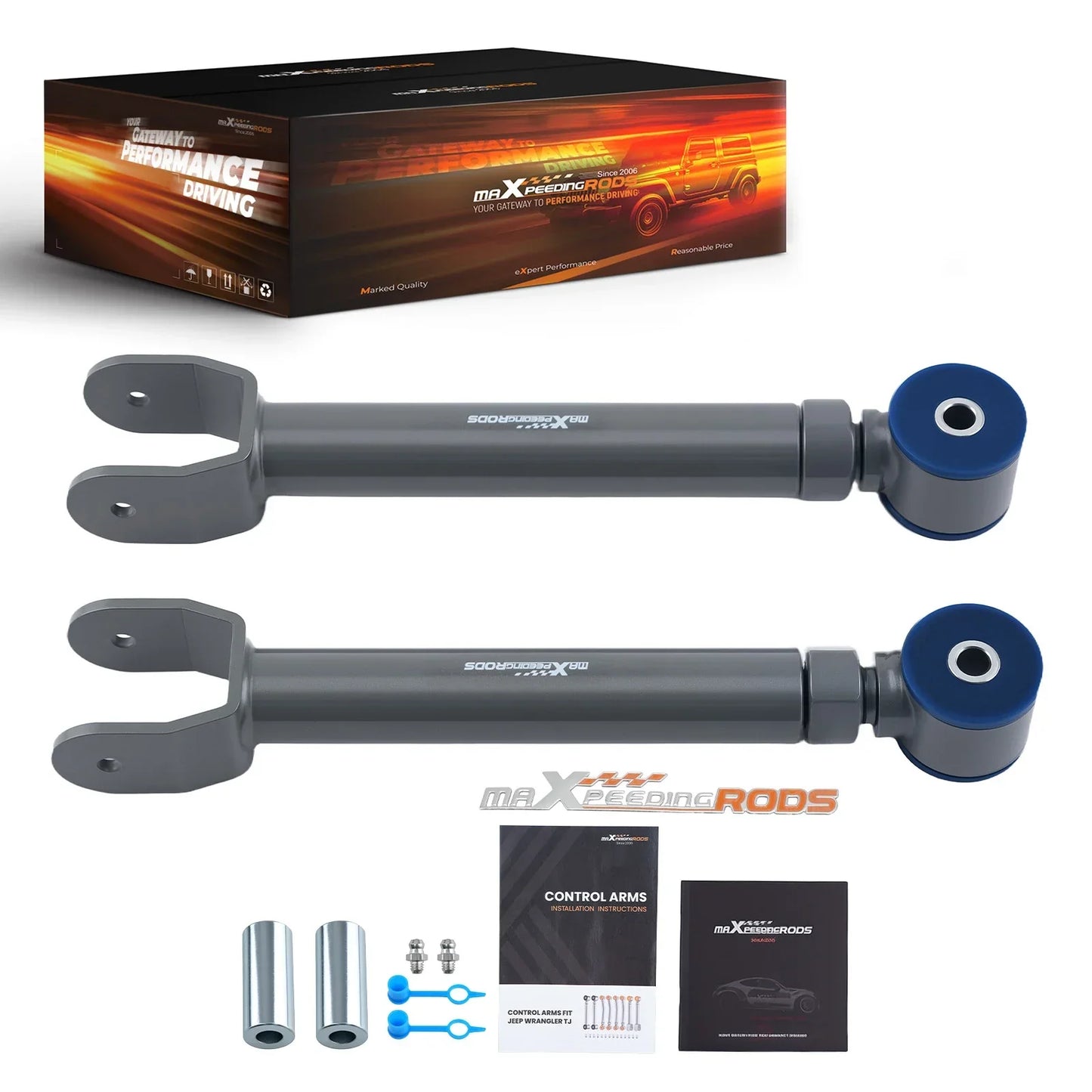 Zestaw regulowanych przednich górnych wahaczy Jeep Wrangler TJ 1997–2006, lift 0–8 cali