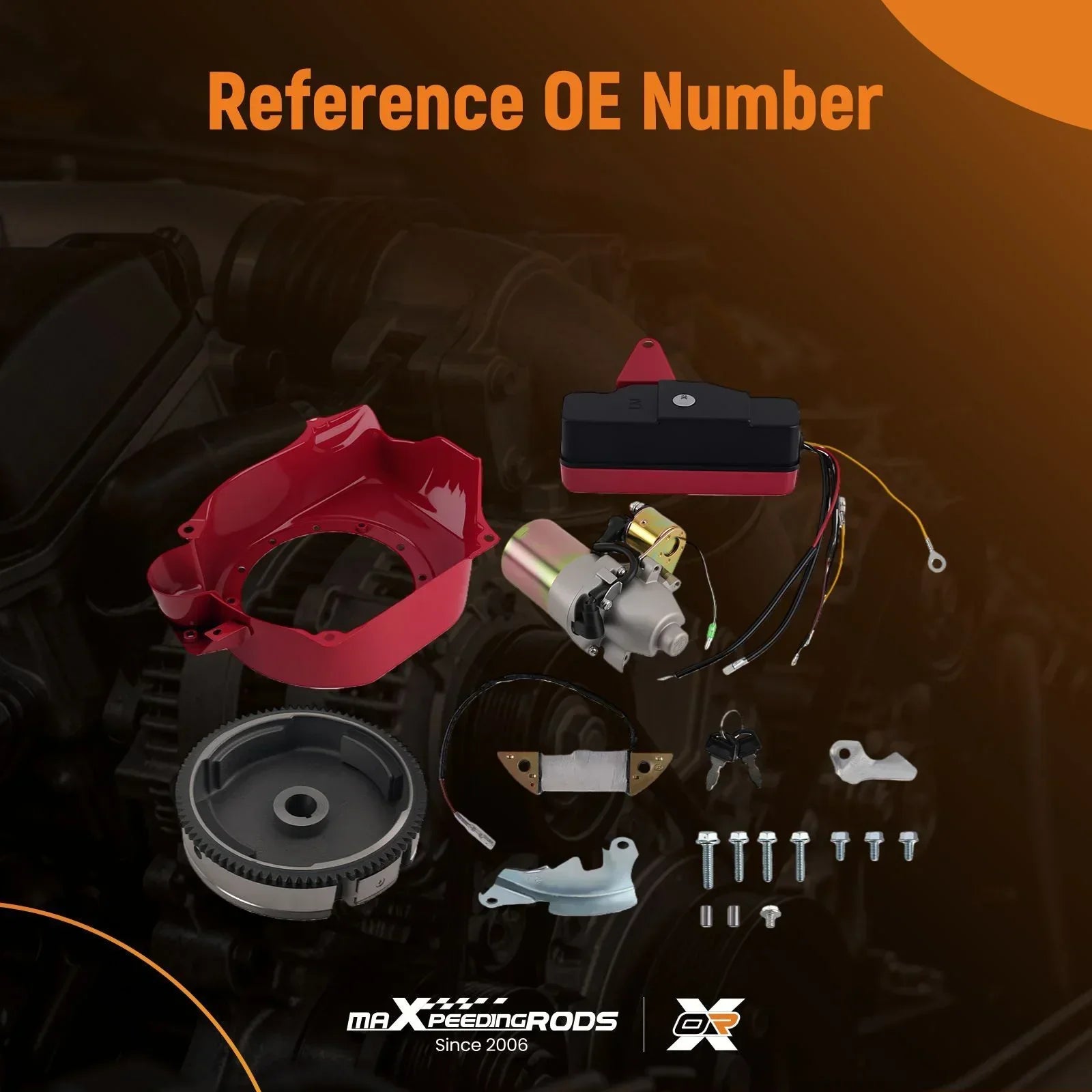 Czerwony plastikowy rozrusznik z solenoidem motor z metalowymi śrubami do honda gx160 i gx200