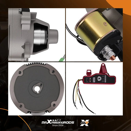 Szary metalowy rozrusznik z solenoidem z kołem zębatym do honda gx160 z widocznymi wewnętrznymi przekładniami