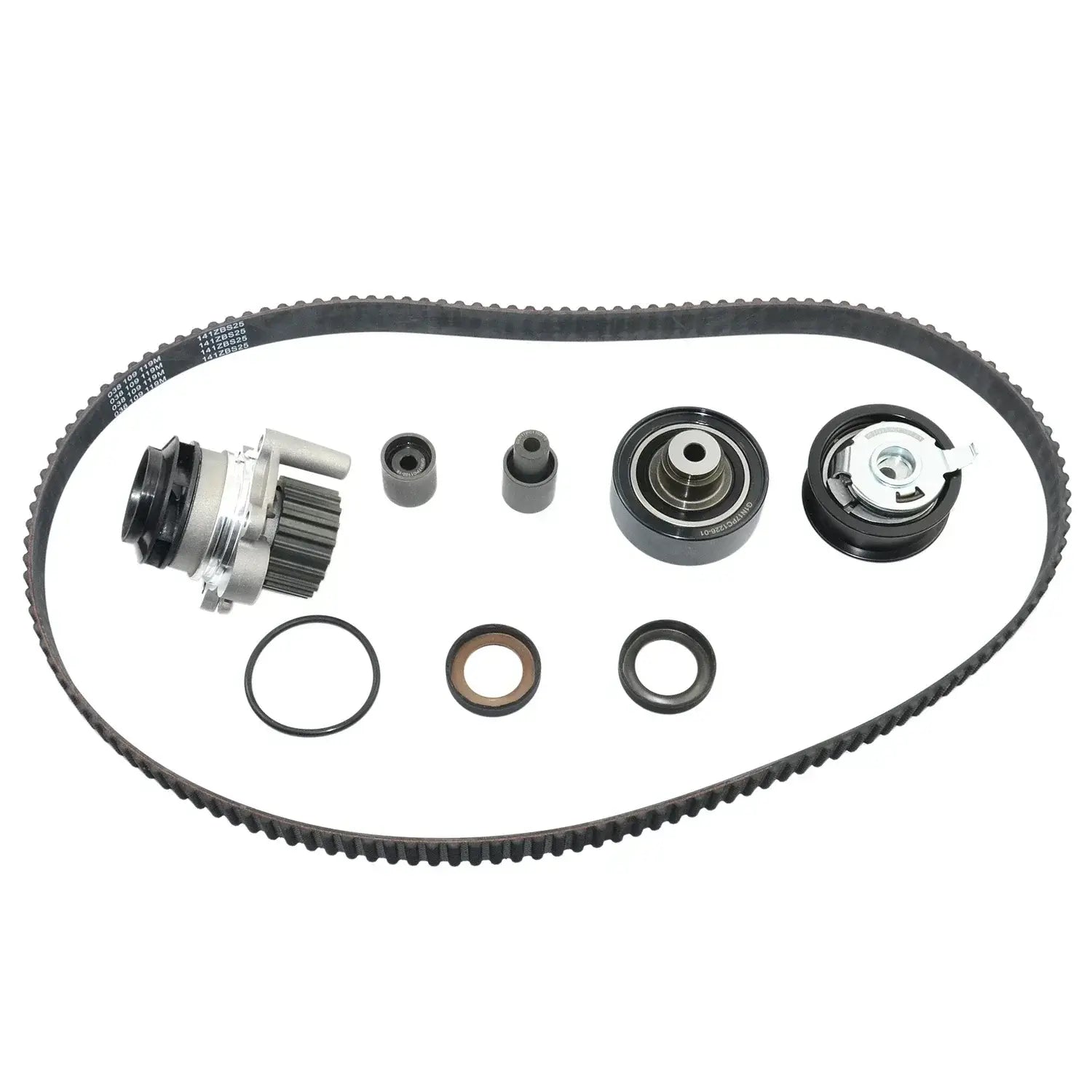 Czarny gumowy pasek rozrządu z metalowymi kołami i uszczelkami do diesel sohc turbocharged vw jetta alh 1.9l