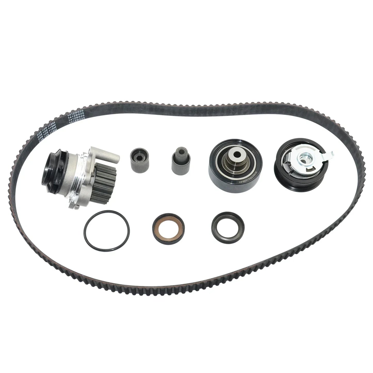 Czarny gumowy pasek rozrządu z metalowymi kołami i uszczelkami do diesel sohc turbocharged vw jetta alh 1.9l