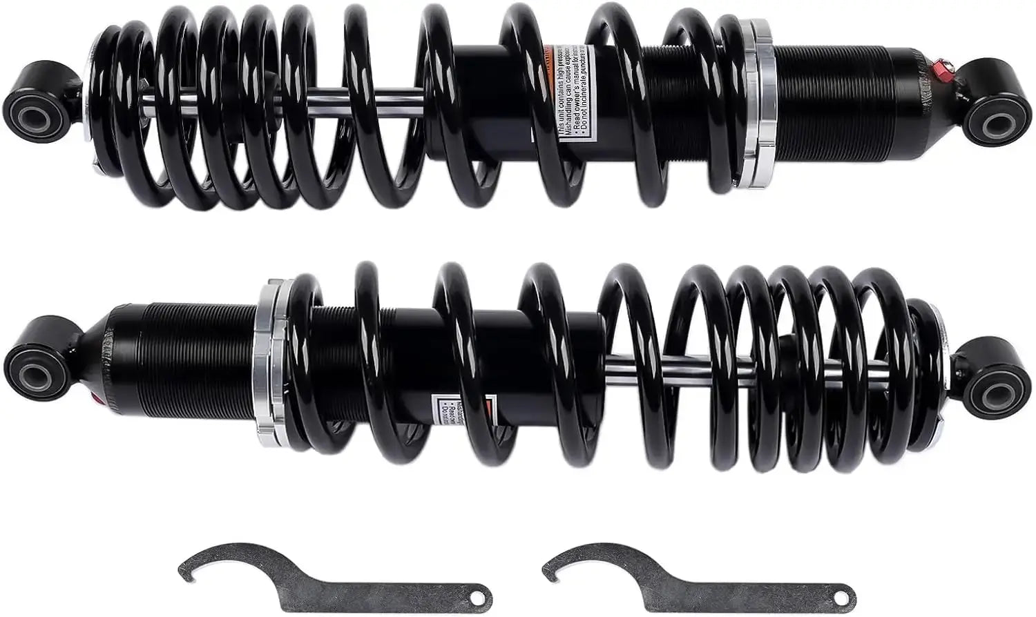 Zestaw tylnych czarnych coilover amortyzatorów z chromowanymi akcentami do polaris utv ranger 400 500 570 2010-2023
