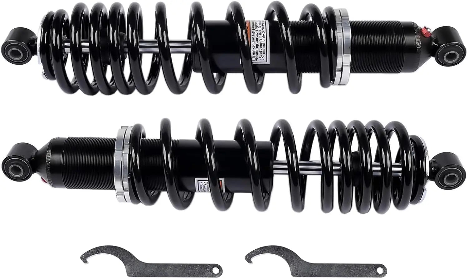 Zestaw tylnych czarnych coilover amortyzatorów z chromowanymi akcentami do polaris utv ranger 400 500 570 2010-2023